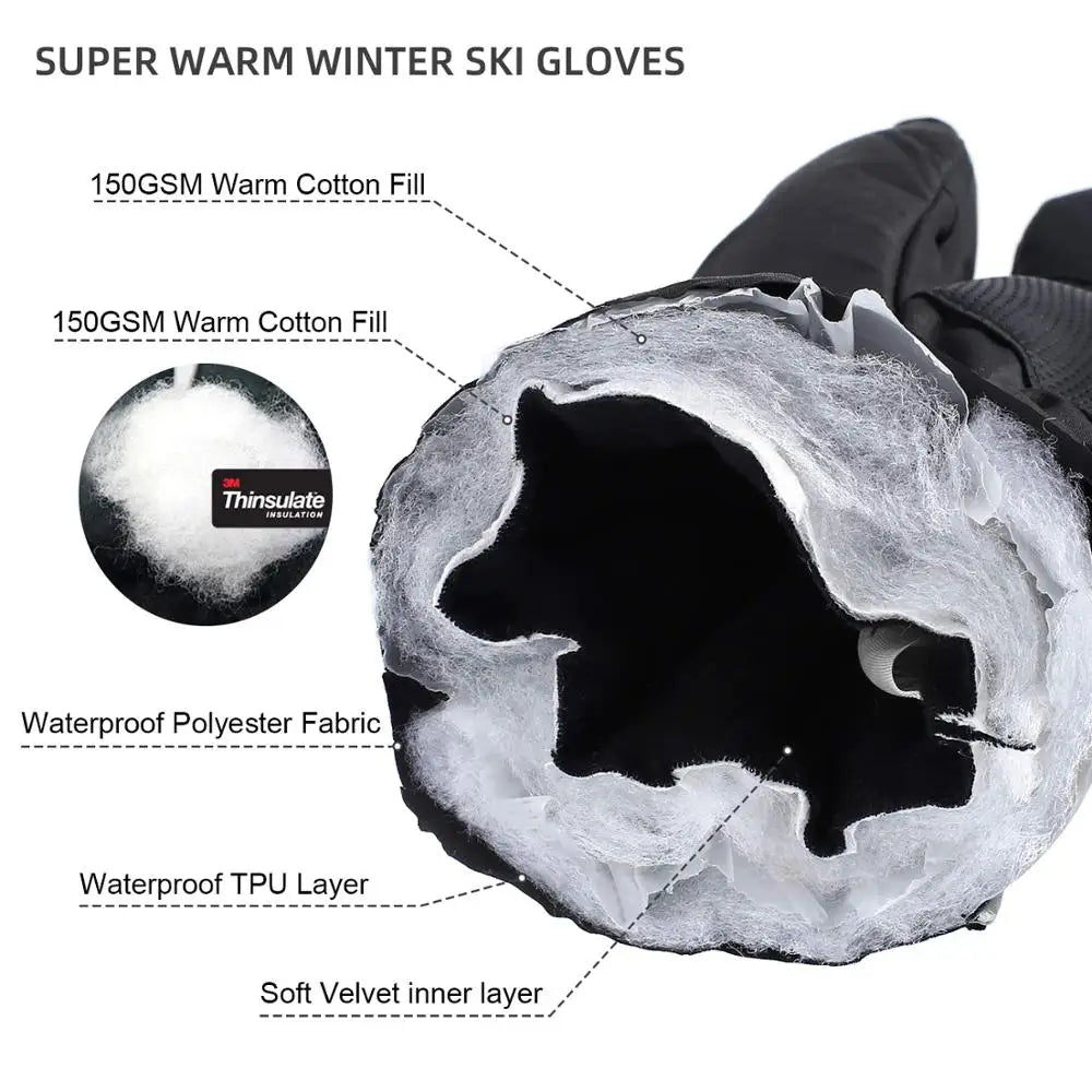 MOREOK Winter Ski Gloves Waterproof 3M Thinsulate Touchscreen